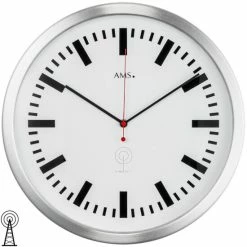 Blitzangebot ⭐ AMS 5840 Wanduhr Funk Funkwanduhr Analog Silbern Rund Mit Gebürstetem Aluminium 😉