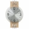 Blitzangebot ✔️ AMS 9228 Wanduhr Quarz Analog Silbern Holz Sonoma Optik Mit Aluminium Und Glas ❤️