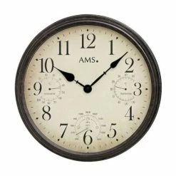 Angebote ⭐ AMS 9463 Wanduhr Quarz Mineralglas Mit Anzeige Von Temperatur, Feuchtigkeit 😍