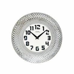 Bestes Angebot 😀 AMS 9614 Wanduhr Quarz Analog Silbern Keramik-Gehäuse Rund 😍