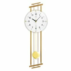 Besorgen 🎁 AMS 5315 Wanduhr Funk Funkwanduhr Mit Pendel Pendeluhr Messingfarben 😉