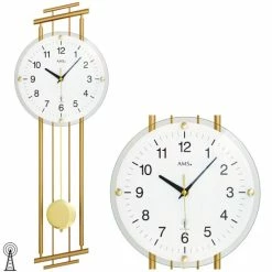 Besorgen 🎁 AMS 5315 Wanduhr Funk Funkwanduhr Mit Pendel Pendeluhr Messingfarben 😉 -Günstiges Ams Geschäft unnamed file 778