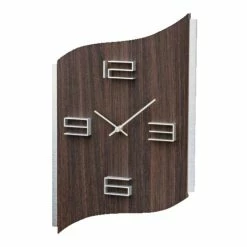 Auslauf 🔥 AMS 9612 Wanduhr Quarz Analog Nussbaum-farben Geschwungen 🥰