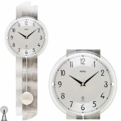 Top 10 🛒 AMS 5321 Wanduhr Funk Funkwanduhr Mit Pendel Pendeluhr Silbern ⌛ -Günstiges Ams Geschäft unnamed file 783
