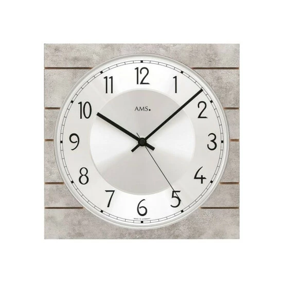 Großhandel 🔔 AMS 5564 Wanduhr Funk Funkwanduhr Analog Eckig Holzgehäuse Antik-Silber-Optik 🔥 3 Großhandel 🔔 AMS 5564 Wanduhr Funk Funkwanduhr Analog Eckig Holzgehäuse Antik-Silber-Optik 🔥