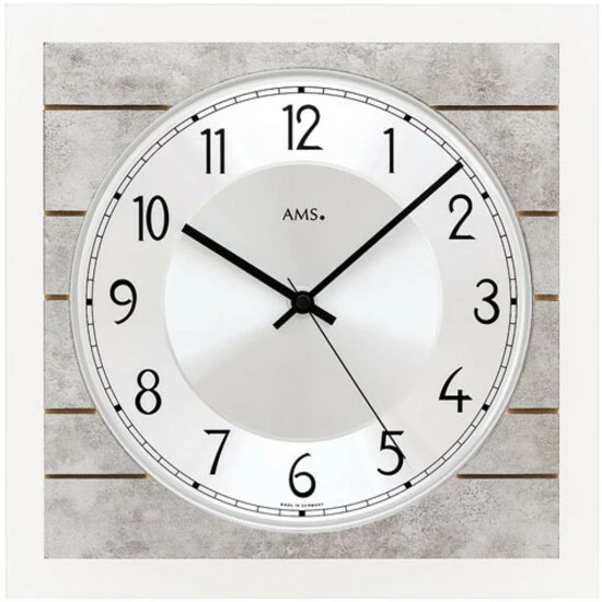 Großhandel 🔔 AMS 5564 Wanduhr Funk Funkwanduhr Analog Eckig Holzgehäuse Antik-Silber-Optik 🔥 4 Großhandel 🔔 AMS 5564 Wanduhr Funk Funkwanduhr Analog Eckig Holzgehäuse Antik-Silber-Optik 🔥 – Bild 2