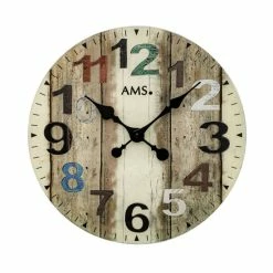 Billig 😍 AMS 9650 40 X 40 X 4 Cm Bedrucktes Zifferblatt Mineralglas, BraunWanduhr 🌟