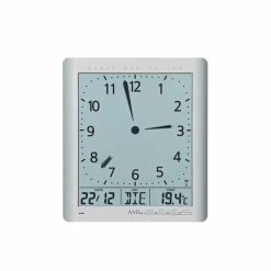 Rabatt 🔥 AMS Funk-Wanduhr, Funkwerk Mit Analoger Zeitanzeige Und Digitaler Anzeige Von Zeit Datum Wochentag Temperatur, 21x24x3cm, 5898 🎁