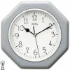 Bestpreis 🛒 AMS 5511 Wanduhr Funk Funkwanduhr Analog Holzgehäuse Grau Achteckig ⌛