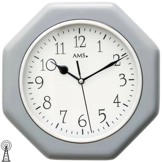Bestpreis 🛒 AMS 5511 Wanduhr Funk Funkwanduhr Analog Holzgehäuse Grau Achteckig ⌛ 3 Bestpreis 🛒 AMS 5511 Wanduhr Funk Funkwanduhr Analog Holzgehäuse Grau Achteckig ⌛