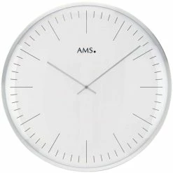 Blitzangebot 🎉 AMS 9540 Wanduhr Quarz Analog Weiß Silbern Rund 🤩