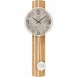Blitzangebot 🧨 AMS 7466 Wanduhr Quarz Mit Pendel Pendeluhr Holz Wildeiche-Optik Mit Glas 🎁