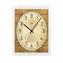 Top 10 ✨ AMS 5563 Wanduhr Funk Funkwanduhr Analog Eckig Holzgehäuse Antik-Messing-Optik 😀