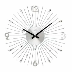 Besorgen 🔔 AMS 9652 39 X 39 X 5cm Metallgehäuse SilberWanduhr 😍