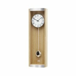Besorgen ✨ AMS 5285 21 X 71 X 9 Cm Funk-Pendeluhr, Sonoma-EicheWanduhr 🔔
