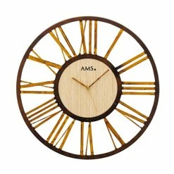 Besorgen ❤️ AMS 9648 50 X 50x 5 Cm Metallgehäuse Mit HolzeinlageWanduhr 🔔