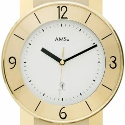 Budget 🌟 AMS 5293 Wanduhr Funk Funkwanduhr Mit Pendel Pendeluhr Messing Farben Mit Glas 🔔 -Günstiges Ams Geschäft unnamed file 93